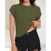 imageSummer Short Sleeve Crop Tops Womens Crewneck Roll Cap Sleeve T Shirts Loose Fit Basic TeesArmy Green