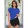 imageSummer Short Sleeve Crop Tops Womens Crewneck Roll Cap Sleeve T Shirts Loose Fit Basic TeesB Blue