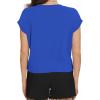imageSummer Short Sleeve Crop Tops Womens Crewneck Roll Cap Sleeve T Shirts Loose Fit Basic TeesB Blue