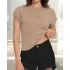 imageSummer Short Sleeve Crop Tops Womens Crewneck Roll Cap Sleeve T Shirts Loose Fit Basic TeesB Khaki