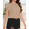 imageSummer Short Sleeve Crop Tops Womens Crewneck Roll Cap Sleeve T Shirts Loose Fit Basic TeesB Khaki