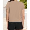 imageSummer Short Sleeve Crop Tops Womens Crewneck Roll Cap Sleeve T Shirts Loose Fit Basic TeesB Khaki