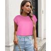 imageSummer Short Sleeve Crop Tops Womens Crewneck Roll Cap Sleeve T Shirts Loose Fit Basic TeesB Pink