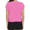 imageSummer Short Sleeve Crop Tops Womens Crewneck Roll Cap Sleeve T Shirts Loose Fit Basic TeesB Pink