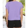 imageSummer Short Sleeve Crop Tops Womens Crewneck Roll Cap Sleeve T Shirts Loose Fit Basic TeesB Purple
