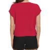 imageSummer Short Sleeve Crop Tops Womens Crewneck Roll Cap Sleeve T Shirts Loose Fit Basic TeesB Red