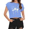 imageSummer Short Sleeve Crop Tops Womens Crewneck Roll Cap Sleeve T Shirts Loose Fit Basic TeesC Light Blue Flower