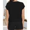 imageSummer Short Sleeve Crop Tops Womens Crewneck Roll Cap Sleeve T Shirts Loose Fit Basic TeesD Black Butterfly