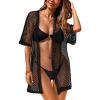 imageCHICGAL Women Swimsuit Coverup Crochet Beach Cover Up Short Sleeve Kimono Cardigans Causal Bikini Open Front OutfitsBlack
