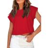 imageSummer Short Sleeve Crop Tops Womens Crewneck Roll Cap Sleeve T Shirts Loose Fit Basic TeesB Red