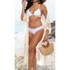 imageCHICGAL Womens Swimsuit Coverup Lace Bathing Suit Cover Up Beach Kimonos Long Cardigan Open Front SwimwearApricot