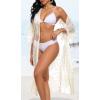 imageCHICGAL Womens Swimsuit Coverup Lace Bathing Suit Cover Up Beach Kimonos Long Cardigan Open Front SwimwearApricot