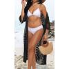 imageCHICGAL Womens Swimsuit Coverup Lace Bathing Suit Cover Up Beach Kimonos Long Cardigan Open Front SwimwearBlack
