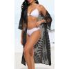 imageCHICGAL Womens Swimsuit Coverup Lace Bathing Suit Cover Up Beach Kimonos Long Cardigan Open Front SwimwearBlack