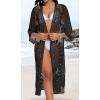 imageCHICGAL Womens Swimsuit Coverup Lace Bathing Suit Cover Up Beach Kimonos Long Cardigan Open Front SwimwearBlack
