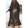 imageCHICGAL Womens Swimsuit Coverup Lace Bathing Suit Cover Up Beach Kimonos Long Cardigan Open Front SwimwearBlack