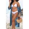 imageCHICGAL Womens Swimsuit Coverup Lace Bathing Suit Cover Up Beach Kimonos Long Cardigan Open Front SwimwearIndigo Blue