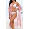 imageCHICGAL Womens Swimsuit Coverup Lace Bathing Suit Cover Up Beach Kimonos Long Cardigan Open Front SwimwearPink