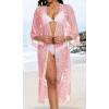 imageCHICGAL Womens Swimsuit Coverup Lace Bathing Suit Cover Up Beach Kimonos Long Cardigan Open Front SwimwearPink
