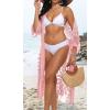 imageCHICGAL Womens Swimsuit Coverup Lace Bathing Suit Cover Up Beach Kimonos Long Cardigan Open Front SwimwearPink