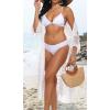 imageCHICGAL Womens Swimsuit Coverup Lace Bathing Suit Cover Up Beach Kimonos Long Cardigan Open Front SwimwearWhite