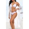 imageCHICGAL Womens Swimsuit Coverup Lace Bathing Suit Cover Up Beach Kimonos Long Cardigan Open Front SwimwearWhite