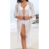 imageCHICGAL Womens Swimsuit Coverup Lace Bathing Suit Cover Up Beach Kimonos Long Cardigan Open Front SwimwearWhite