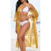 imageCHICGAL Womens Swimsuit Coverup Lace Bathing Suit Cover Up Beach Kimonos Long Cardigan Open Front SwimwearYellow