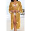 imageCHICGAL Womens Swimsuit Coverup Lace Bathing Suit Cover Up Beach Kimonos Long Cardigan Open Front SwimwearYellow