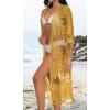 imageCHICGAL Womens Swimsuit Coverup Lace Bathing Suit Cover Up Beach Kimonos Long Cardigan Open Front SwimwearYellow