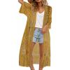 imageCHICGAL Womens Swimsuit Coverup Lace Bathing Suit Cover Up Beach Kimonos Long Cardigan Open Front SwimwearYellow