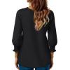 imageBlouses for Womens 34 Length Sleeve Casual Tops Loose V Neck T Shirt with Smocked CuffsBlack