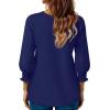 imageBlouses for Womens 34 Length Sleeve Casual Tops Loose V Neck T Shirt with Smocked CuffsNavy Blue