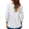 imageBlouses for Womens 34 Length Sleeve Casual Tops Loose V Neck T Shirt with Smocked CuffsWhite