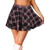 imageCHICGAL Mini Skirts for Women Casual Flowy Pleated Skater Skirt Summer Basic High Waisted Short SkirtC Black Red Plaid