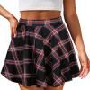imageCHICGAL Mini Skirts for Women Casual Flowy Pleated Skater Skirt Summer Basic High Waisted Short SkirtC Black Red Plaid