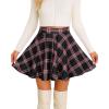 imageCHICGAL Mini Skirts for Women Casual Flowy Pleated Skater Skirt Summer Basic High Waisted Short SkirtC Black Red Plaid