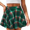 imageCHICGAL Mini Skirts for Women Casual Flowy Pleated Skater Skirt Summer Basic High Waisted Short SkirtC Green Red Plaid
