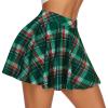 imageCHICGAL Mini Skirts for Women Casual Flowy Pleated Skater Skirt Summer Basic High Waisted Short SkirtC Green Red Plaid
