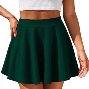 imageCHICGAL Mini Skirts for Women Casual Flowy Pleated Skater Skirt Summer Basic High Waisted Short SkirtB Green