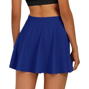 imageCHICGAL Mini Skirts for Women Casual Flowy Pleated Skater Skirt Summer Basic High Waisted Short SkirtB Royal Blue