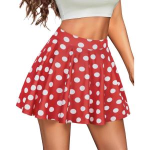 imageCHICGAL Mini Skirts for Women Casual Flowy Pleated Skater Skirt Summer Basic High Waisted Short SkirtC Red Polka Dot