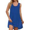 imageCHICGAL Swimsuit Coverup for Women Summer Sleeveless Beach Dress Tank Bikini Bathing Suit Cover UpA Dark Blue