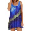 imageCHICGAL Swimsuit Coverup for Women Summer Sleeveless Beach Dress Tank Bikini Bathing Suit Cover UpBlue Tie Dye