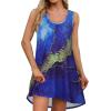 imageCHICGAL Swimsuit Coverup for Women Summer Sleeveless Beach Dress Tank Bikini Bathing Suit Cover UpBlue Tie Dye
