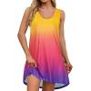 imageCHICGAL Swimsuit Coverup for Women Summer Sleeveless Beach Dress Tank Bikini Bathing Suit Cover UpGradient Multicolored