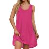 imageCHICGAL Swimsuit Coverup for Women Summer Sleeveless Beach Dress Tank Bikini Bathing Suit Cover UpRose Red