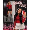 imageWomens Mesh Tops Sheer Long Sleeve Tee Shirts Bodycon See Through Blouse ClubwearAbright Red