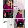 imageWomens Mesh Tops Sheer Long Sleeve Tee Shirts Bodycon See Through Blouse ClubwearArose Red