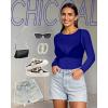 imageWomens Mesh Tops Sheer Long Sleeve Tee Shirts Bodycon See Through Blouse ClubwearRoyal Blue